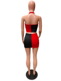 SC Sexy Splice Contrast Color Zipper Backless Two Piece Sets QZX-6206