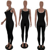 SC Plus Size Solid Sleeveless Skinny Jumpsuits DAI-8245