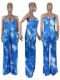 SC Fashion Casual Tie-dye Print Wide Leg Jumpsuits MX-1191
