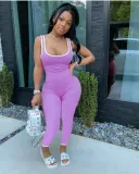 SC Plus Size Solid Sleeveless Skinny Jumpsuits DAI-8245