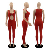 SC Solid Color Sexy Tight Hollow Jumpsuits DDF-8098