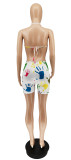 SC Fashion Sexy Graffiti Print Halter Rompers WSYF-5852