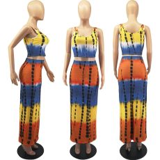 SC Tie Dye Print Sleeveless Maxi Skirt 2 Piece Sets FOSF-8075