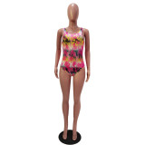 SC Sexy Printed Bodysuit Swimsuit+Mini Skirt TR-1141