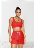 SC Solid Fitness Tank Top And Shorts 2 Piece Suits TR-1143