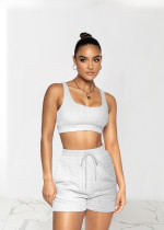 SC Solid Fitness Tank Top And Shorts 2 Piece Suits TR-1143