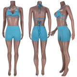 SC Sexy Solid Bra Top And Shorts 2 Piece Sets MDF-5235