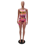 SC Sexy Printed Bodysuit Swimsuit+Mini Skirt TR-1141