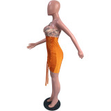 SC Sexy Patchwork Off Shoulder Drawstring Mini Dress OMY-0008