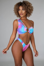 SC Sexy Tie Dye One Shoulder Bikinis 2 Piece Sets YIDF-1321