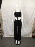 SC Sexy Solid Cami Top Wide Leg Pants 2 Piece Suits QYF-0265