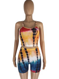 SC Tie Dye Print Cami Top And Shorts 2 Piece Sets LM-8235