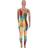 SC Sexy Printed One Shoulder Jumpsuits CQ-117