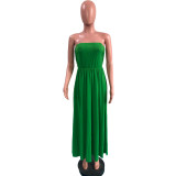 SC Solid Off Shoulder Strapless Maxi Dress OMY-0020