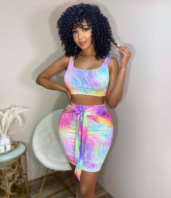 SC Sexy Printed Tank Top Mini Skirt 2 Piece Sets ANNF-6070