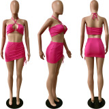 SC Sexy Solid Bra Top And Mini Skirt Beach Sets YNSF-1639