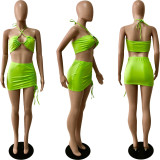 SC Sexy Solid Bra Top And Mini Skirt Beach Sets YNSF-1639