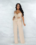 SC Sexy Off Shoulder Wrap Chest Two Piece Suits YH-5216