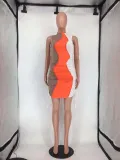 SC Contrast Color Drawstring Ruched Sleeveless Mini Dress SMD-2068