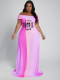 SC Plus Size Sexy Striped Slash Neck Maxi Dress YFS-3707