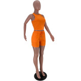 SC Solid Color Vest Shorts Fashion Casual Two Piece Sets ARM-8288