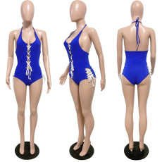 SC Sexy Halter Lace Up One Piece Swimsuit HMS-5470