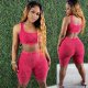 SC Solid Color Tight Vest Shorts Casual Sports Two Piece Sets APLF-5056