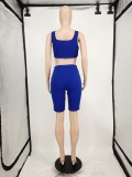 SC Solid Color Tight Vest Shorts Casual Sports Two Piece Sets APLF-5056