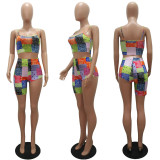 SC Fashion Casual Cashew Flower Print Camisole Irregular Shorts Two Piece Sets MAE-2087