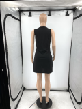 SC Plus Size Solid V Neck Sleeveless Knee Length Dress JRF-3617