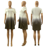 SC Gradient Short Sleeve Pleated Mini Dress DMF-8176