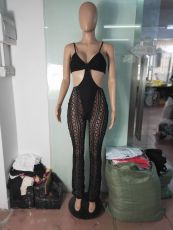 SC Sexy Holow Out Strap Lace Jumpsuit LUO-3165