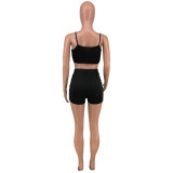 SC Sexy Solid Ruched Cami Top And Shorts 2 Piece Sets CYAO-002