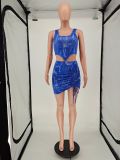 SC Sexy Printed Sleeveless Mini Skirt 2 Piece Sets NLAF-6045