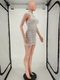 SC Sexy Ruched Sleeveless Bodycon Mini Dress NLAF-6050