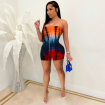 SC Tie Dye Print Off Shoulder Tube Romper NLAF-6062