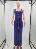 SC Solid Sleeveless Sashes One Piece Jumpsuits HM-6330