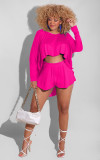 SC Solid Long Sleeve Two Piece Short Sets BS-1270