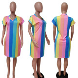 SC Casual Rainbow Stripe Dress LSD-9167