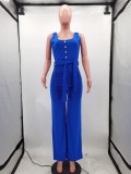 SC Solid Sleeveless Sashes One Piece Jumpsuits HM-6330