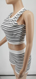 SC Casual Striped Sleeveless Two Piece Shorts Set WSYF-5871