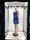SC Plus Size Camo Print V Neck Sleeveless Mini Dress JRF-3620