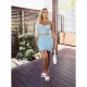 SC Sexy Solid Cross Strap Cami Top Mini Skirt Two Piece Sets DDF-8102