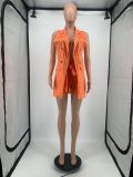 SC Plus Size Striped Blazer Vest+Shorts OL 2 Piece Suits YIM-192