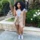 SC Plus Size Striped Blazer Vest+Shorts OL 2 Piece Suits YIM-192