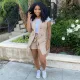 SC Plus Size Striped Blazer Vest+Shorts OL 2 Piece Suits YIM-192