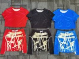 SC Casual Short Sleeve Crop Top Mini Skirt 2 Piece Sets WSM-5234