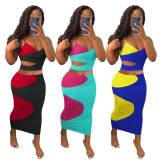 SC Contrast Color Hollow Out Two Piece Sets YSYF-7517