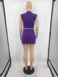 SC Solid Sleeveless Mini Skirt Two Piece Sets OYF-8262