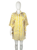 SC Casual Loose Striped Ruffled Shirt Dress LS-0350